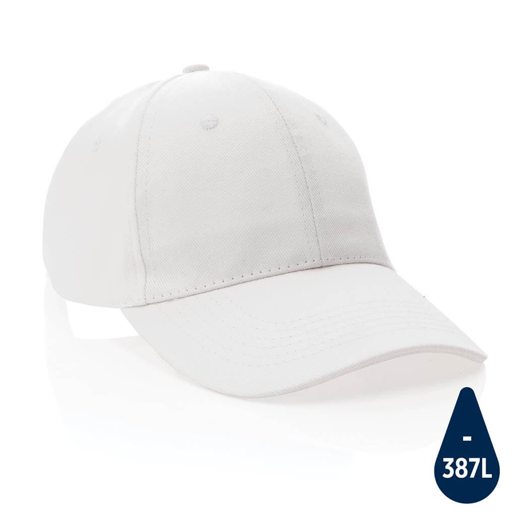 【感謝価格】 Impact AWARE™ 6 Panel 280gr Recycled Cotton Cap – White 帽子